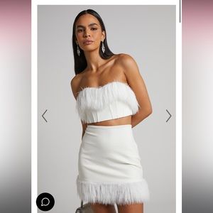 Good condition, Showpo RHAIZA TOP - FAUX FEATHER TRIM, size 2